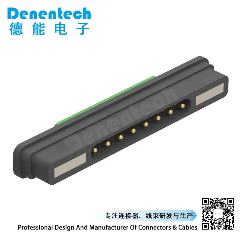 Denentech low price Rectangular magnetic pogo pin 8P straight male magnetic connector pogo pin